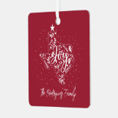 Cranberry Red Joy Holiday Leaves Texas Shape Metalen Ornament (Voorkant links)