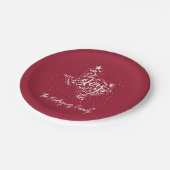 Cranberry Red Joy Holiday Leaves Texas Shape Papieren Bordje (Gekanteld)