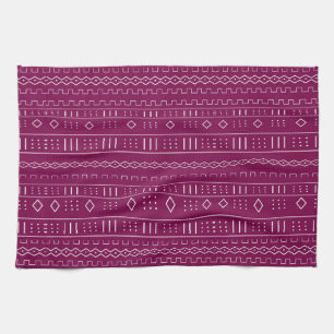 Cranberry Red Modern Mudcloth Pattern Theedoek