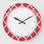 Cranberry Red Quatrefoil Pattern Grote Klok (Voorkant)