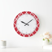 Cranberry Red Quatrefoil Pattern Grote Klok (Huis)