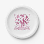 Cranberry Red, Retro Typography Holiday Papieren Bordje (Voorkant)
