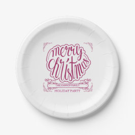 Cranberry Red, Retro Typography Holiday Papieren Bordje