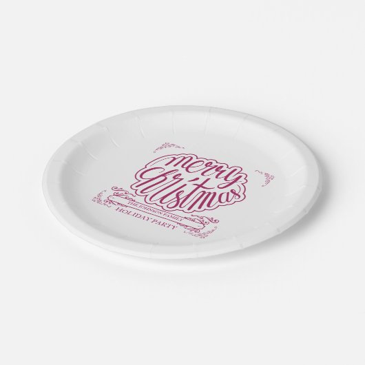 Cranberry Red, Retro Typography Holiday Papieren Bordje (Gekanteld)