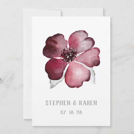 Cranberry Red Scarlet Flower Wedding Kaart (Voorkant)