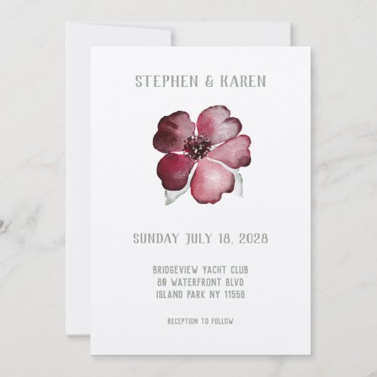 Cranberry Red Scarlet Flower Wedding Kaart (Achterkant)