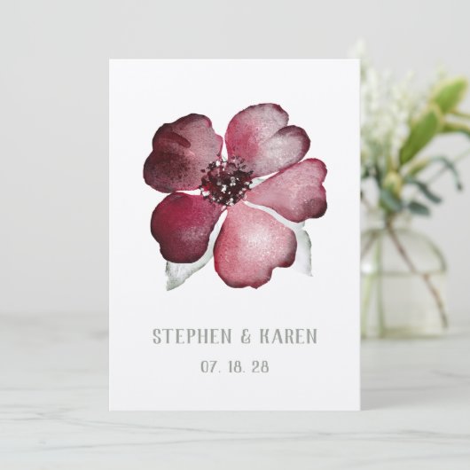 Cranberry Red Scarlet Flower Wedding Kaart (Staand voorkant)