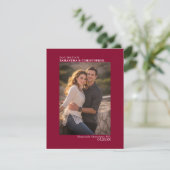 Cranberry Red Vertical Photo Minimalist Weddenscha Save The Date (Staand voorkant)