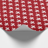Cranberry Red White Fleur de Lis Pattern Cadeaupapier (Hoek)