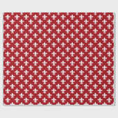 Cranberry Red White Fleur de Lis Pattern Cadeaupapier (Vlak)