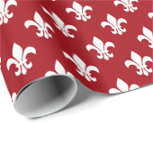 Cranberry Red White Fleur de Lis Pattern Cadeaupapier (Rol Hoek)