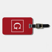 Cranberry Red White Framed Initiaal Monogram Bagagelabel (Voorkant horizontaal)