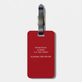 Cranberry Red White Framed Initiaal Monogram Bagagelabel (Achterkant verticaal)
