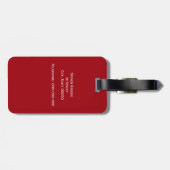 Cranberry Red White Framed Initiaal Monogram Bagagelabel (Achterkant horizontaal)