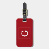 Cranberry Red White Framed Initiaal Monogram Bagagelabel (Voorkant verticaal)