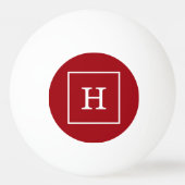 Cranberry Red White Framed Initiaal Monogram Pingpongbal (Achterkant)
