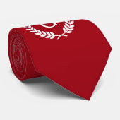 Cranberry Red White Laurel Wreated Initiaal Monogr Stropdas (Opgerold)
