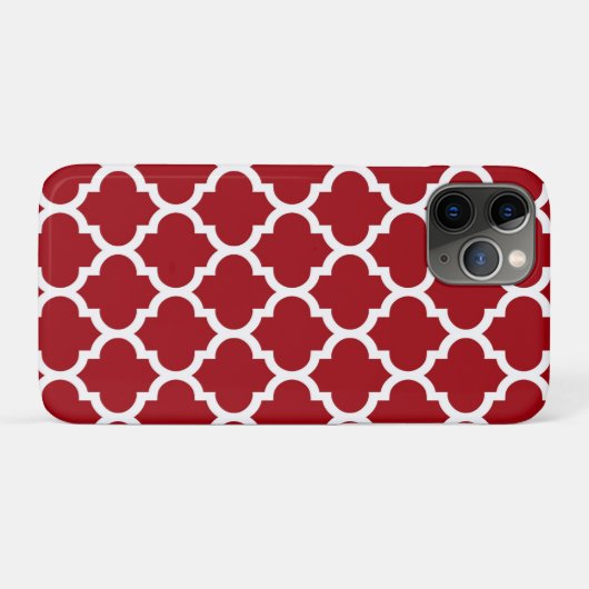 Cranberry Red White Moroccan Quatrefoil Pattern #5 Case-Mate iPhone Case (Achterkant (horizontaal))
