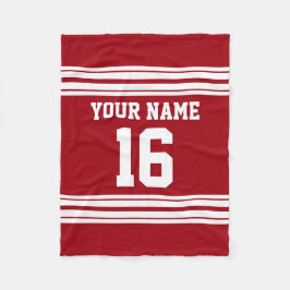 Cranberry Red White Sports Jersey Fleece Deken