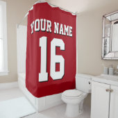 Cranberry Red White Sports Jersey Team Douchegordijn (In situ)