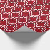 Cranberry Red White XL Moroccan Quatrefoil #7DS Cadeaupapier (Hoek)