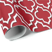 Cranberry Red White XL Moroccan Quatrefoil #7DS Cadeaupapier (Rol Hoek)