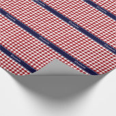 Cranberry Red Wht Houndstooth Navy Monogram Cadeaupapier (Hoek)