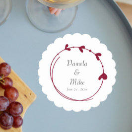 Cranberry rode eenvoudige hart krans bruiloft kartonnen onderzetters