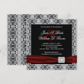 Cranberry rode en zwarte bruiloft kaart (Voorkant / Achterkant)