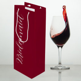 Cranberry Rode Gestileerde Script Trouw Bruidsmeis Wijn Cadeautas