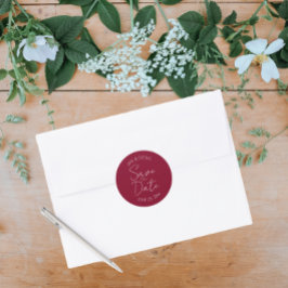 Cranberry Rode Stijl Trouwkaart Save the Date Ronde Sticker