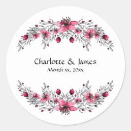 Cranberry rode Waterverf bloesems Ronde Sticker