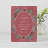 Cranberry Romantische Winterhuwelijk Kaart (Staand voorkant)