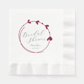 Cranberry Rood Hartkrans Bruiloftsborrel Servet (Voorkant)