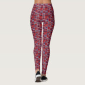 Cranberry Rood Navy Blauwe Madras Patchwork Strepe Leggings (Achterkant)