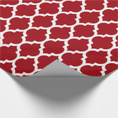 Cranberry Rood Wit XL Marokkaanse Quatrefoil #4 Cadeaupapier (Hoek)