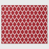 Cranberry Rood Wit XL Marokkaanse Quatrefoil #4 Cadeaupapier (Vlak)