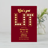 Cranberry Royale Get Lit Retro Christmas Party Folie Uitnodiging (Staand Voorkant)