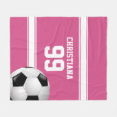 Cranberry roze en White Stripes soccer Fleece Deken (Voorkant (Horizontaal))
