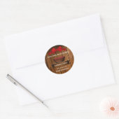Cranberry Rustic Wood Kerstmis Ronde Sticker (Envelop)