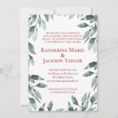 Cranberry & Sage Greenery Wedding Invitation Kaart (Voorkant)