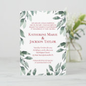 Cranberry & Sage Greenery Wedding Invitation Kaart (Staand voorkant)