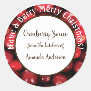 Cranberry Saus Etiket Kerst Rond Product