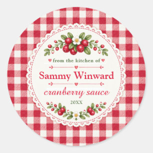 Cranberry-saus-etiket voor zelfgemaakte cadeaus ronde sticker