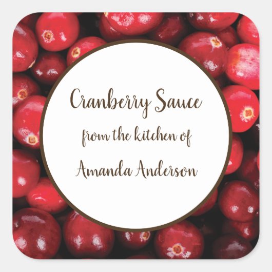 Cranberry-sausproductlabel Vierkante Sticker (Voorkant)