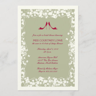 Cranberry Shoes Bridal Shower Invitation Kaart