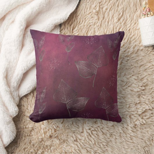 Cranberry Silver Leaf Pillow Kussen (Deken)