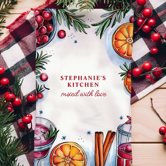 Cranberry Sinaasappel Cocktail Christmas gepersona Theedoek
