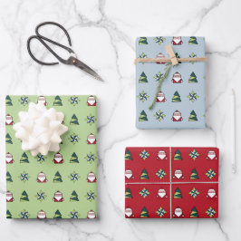 Cranberry, Spearmint, Frost Origami Kerstmis Inpakpapier Vel