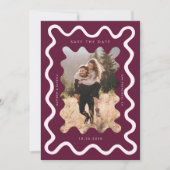 Cranberry Squiggly Wavy Lijst bruiloft Save The Date (Voorkant)